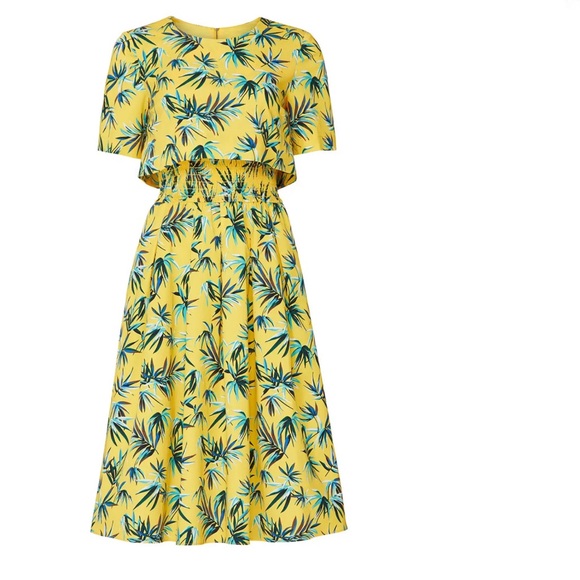 AUTUMN ADEIGBO Lottie Hourglass Dress Yellow Palm Print - Picture 3 of 5